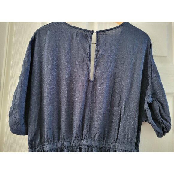 Maeve Anthropologie Blue Jacqueline Jacquard Jumpsuit size Large Tiny Flaw - Picture 8 of 9